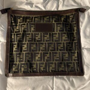 Fendi Men's Green and Brown Toiletry Bag